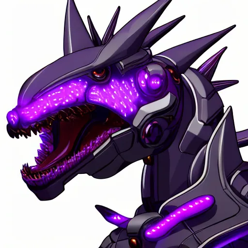 Image similar to detailed mawshot of a beautiful stunning anthropomorphic hot robot mecha female dragon, silver sharp streamlined armor, detailed maw, glowing Purple LED eyes, dragon art, furry art, vore, furaffinity, DeviantArt, Eka's Portal, G6