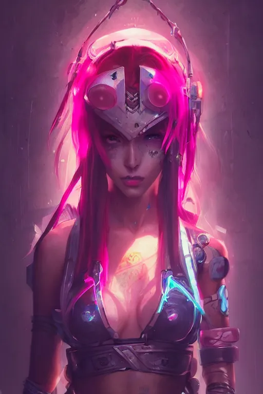 Image similar to katarina from league of legends, cyberpunk futuristic neon. decorated with traditional japanese ornaments by ismail inceoglu dragan bibin hans thoma greg rutkowski alexandros pyromallis nekro rene maritte illustrated, perfect face, fine details, realistic shaded, fine - face, pretty face, masterpiece