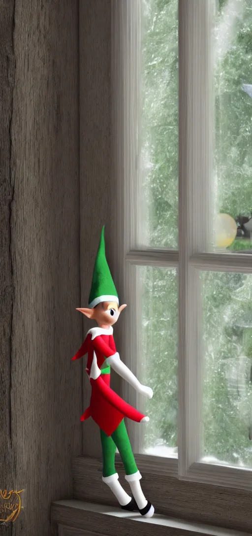 Prompt: an elf staring at the window looking at the trees outside, 8 k, ultra realistic