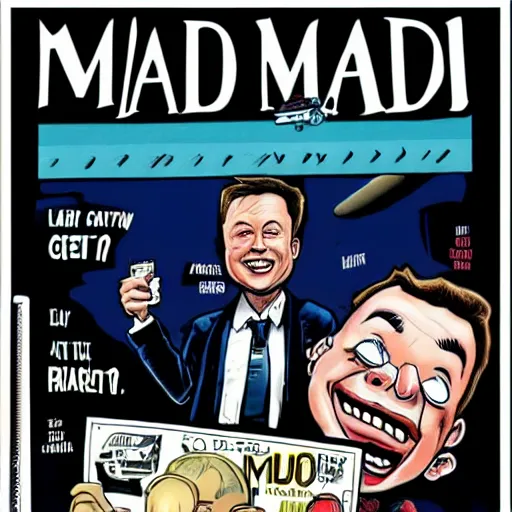 Prompt: Elon Musk in Mad Magazine