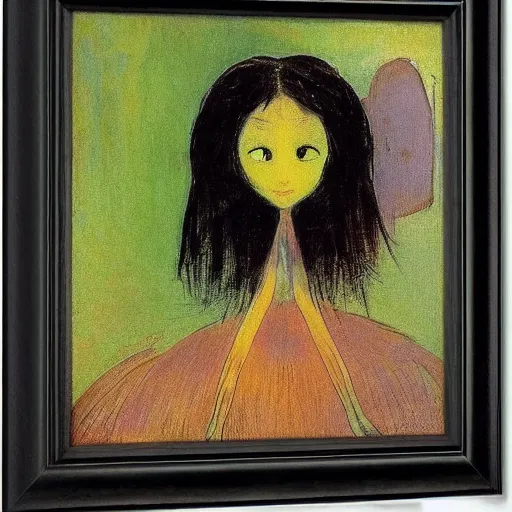 Prompt: manga spider with girl face by odilon redon