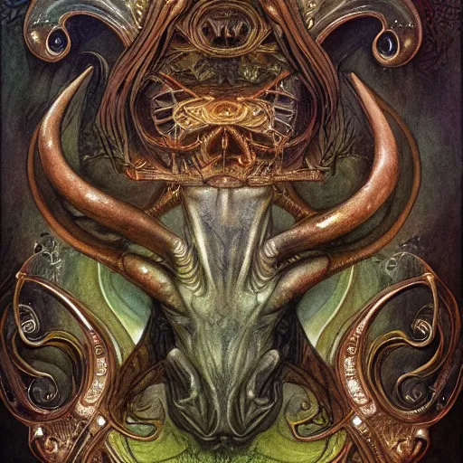 Image similar to detailed and sharp taurus artwork, mystic style, detailed, 8 k, detailed, symmetrical, by brian froud