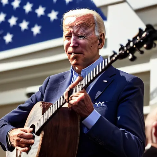 Image similar to joe biden playing the banjo