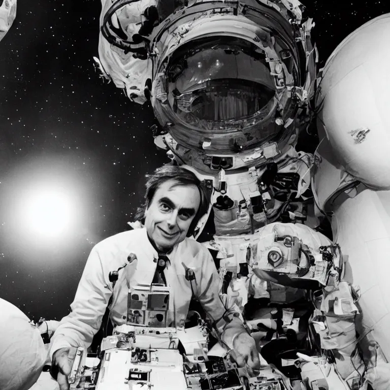 Image similar to Carl Sagan in outer space.