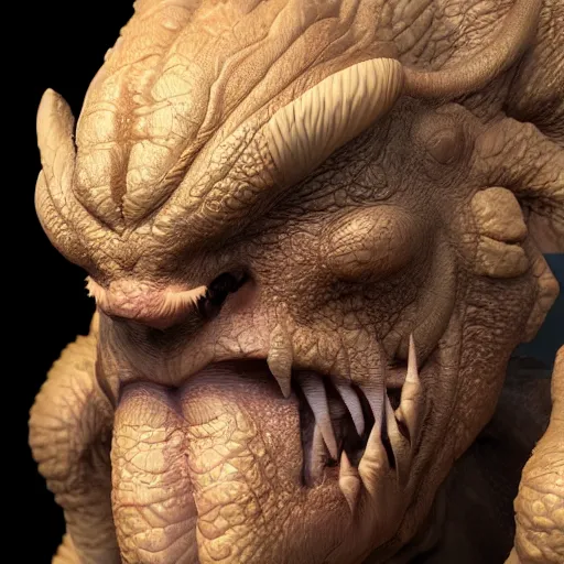 Prompt: a close up of a creature, a 3 d render by senior character artist, zbrush central contest winner, fantasy art, zbrush, polycount, artstation hd.