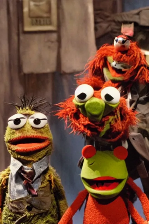 Image similar to Evil Dead Muppets film Bruce Campbell Bert and Ernie