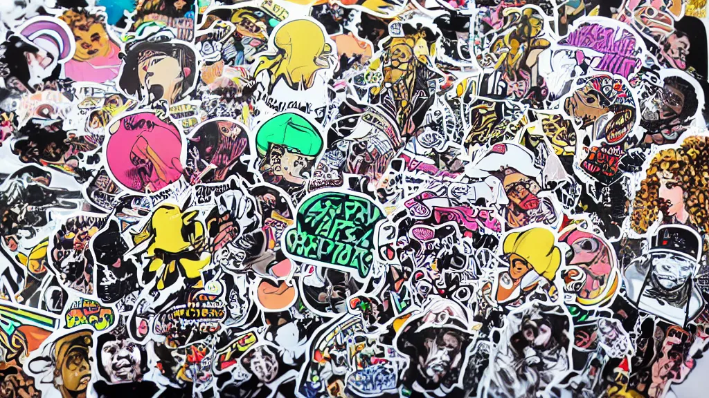 Prompt: a rapper sticker art