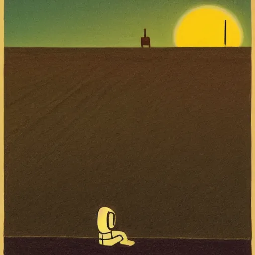 Image similar to lonely astronaut on the moon, in the style of edward hopper, in the style of bonestell, chesley