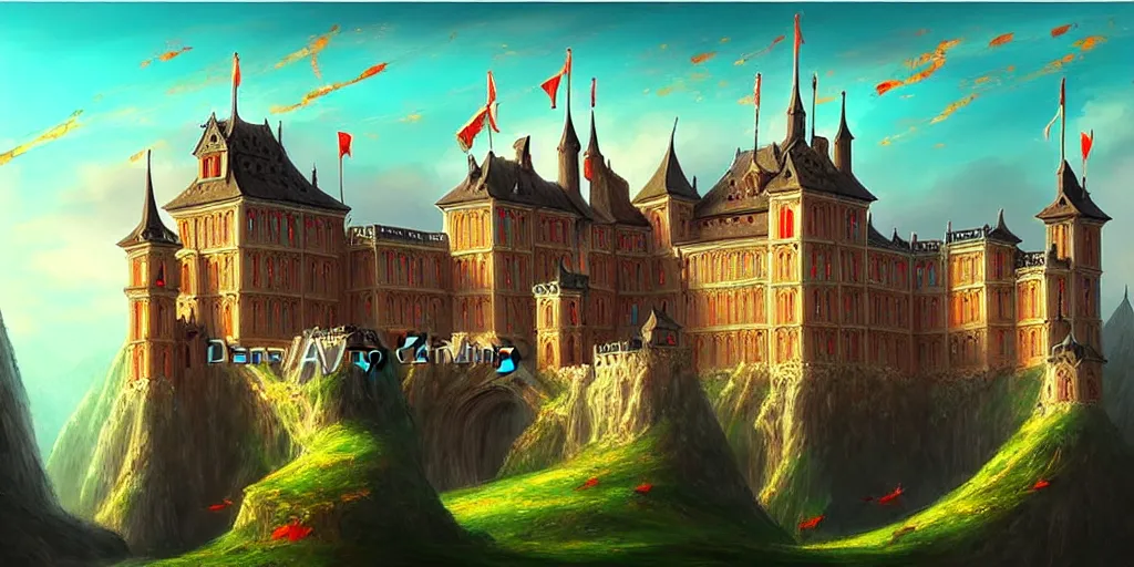 Image similar to a beautiful medieval european palace, fantasy art, painting by dancheng ye