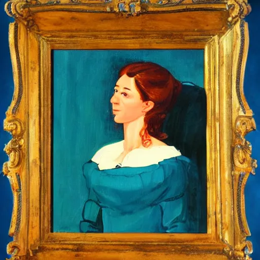 Image similar to a painting of a woman sitting on a chair in the style of margaret keene