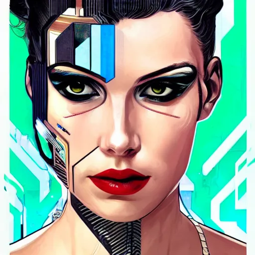 Image similar to portrait of a female android, by MARVEL comics and Sandra Chevrier