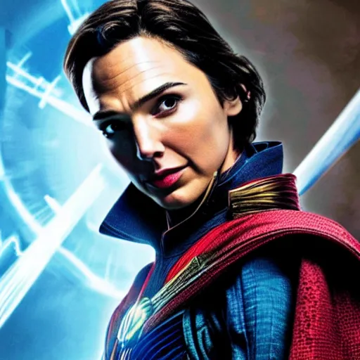 Image similar to film still of gal gadot as Doctor Strange in the Multiverse of Madness