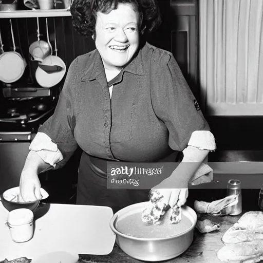 Image similar to color photo cooking show julia child making corndogs