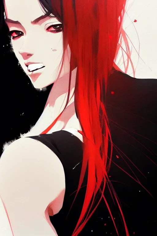 Image similar to a ultradetailed beautiful panting of a stylish woman wearing a black dress, by conrad roset, greg rutkowski and makoto shinkai, trending on artstation