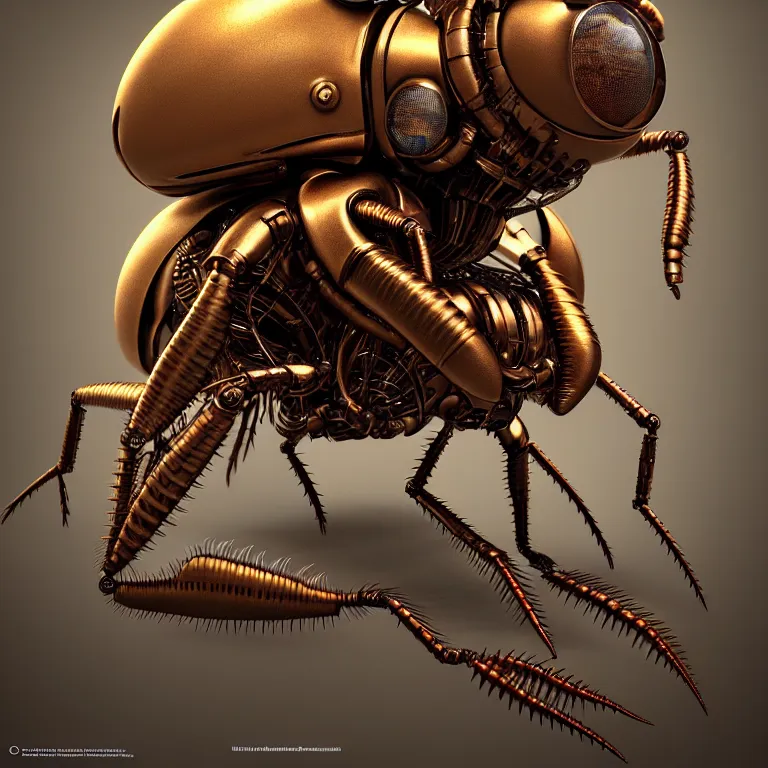 Prompt: steampunk robot madagascar cockroach, 3 d model, unreal engine realistic render, 8 k, micro detail, intricate, elegant, highly detailed, centered, digital painting, artstation, smooth, sharp focus, illustration, artgerm, tomasz alen kopera, wlop