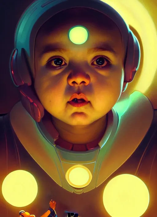 Image similar to symmetry!! portrait of chubby!! baby!!! ahmed helmy, sci - fi, tech wear, glowing lights!! intricate, elegant, highly detailed, digital painting, artstation, concept art, smooth, sharp focus, illustration, art by artgerm and greg rutkowski and alphonse mucha