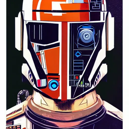 Image similar to a portrait of Star Wars droid, by MARVEL comics and Sandra Chevrier