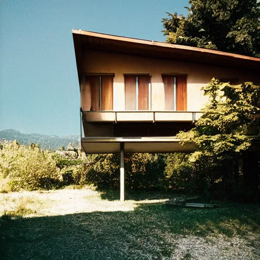 Image similar to Exterior of midcentury Bohemian house in Croatia. Photographed with Leica Summilux-M 24 mm lens, ISO 100, f/8, Portra 400