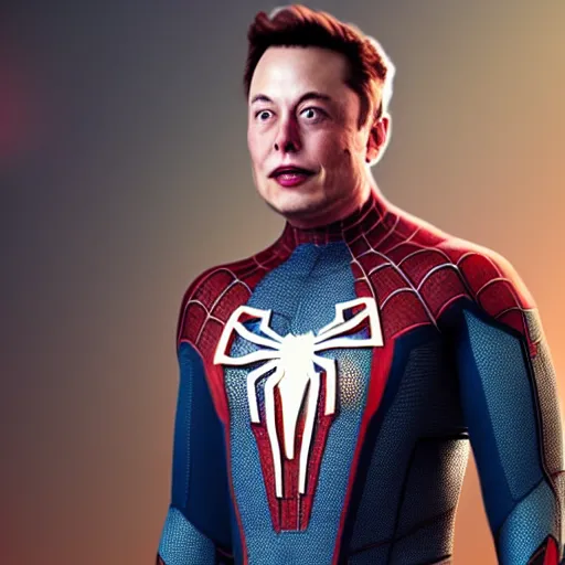 Image similar to elon musk dressed as spider - man, beautiful dynamic lighting, cinematic, extremely high detail, photo realistic, cinematic lighting, post processed, artstation, 8 k