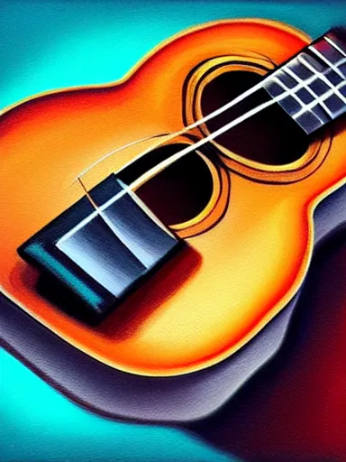 Image similar to highly detailed painting of an ukulele, digital painting, artstation, realistic, vignette