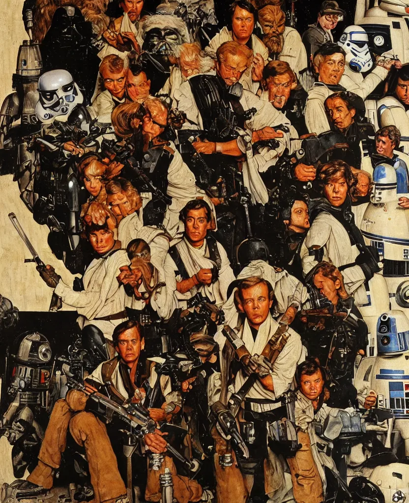 Image similar to star wars by norman rockwell, detailed painting, 8 k