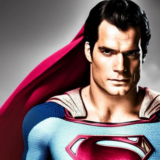Image similar to henry cavill as superman, detailed face, professional photography, cinematic, 8k,