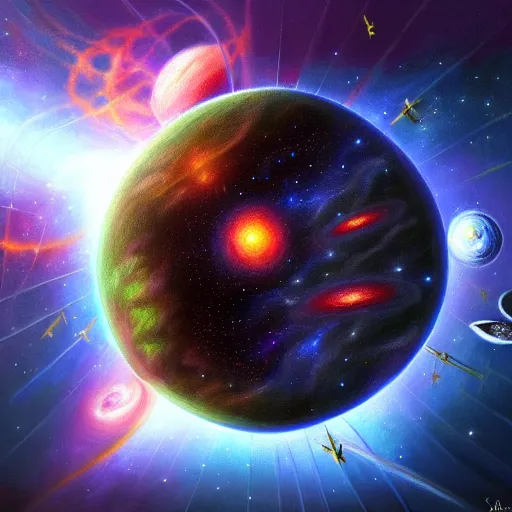 Prompt: realistic concept art for the entire universe uniting again into perfect love and pure consciousness, defeating the big bang!! final victory of order over disorder!! final defeat of entropy! end of time, galactic scale!! accurate physics mathematics, digital painting, artstation, smooth, sharp focus