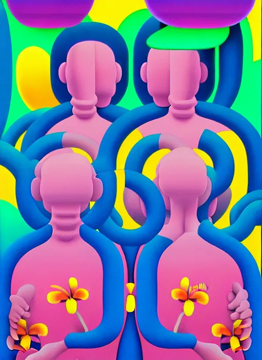 Image similar to flower men by shusei nagaoka, kaws, david rudnick, airbrush on canvas, pastell colours, cell shaded, 8 k