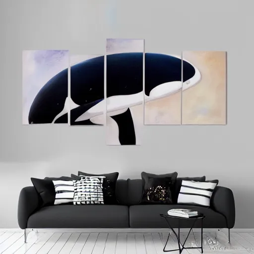 Image similar to Orca fur coat in space realistic art focus station