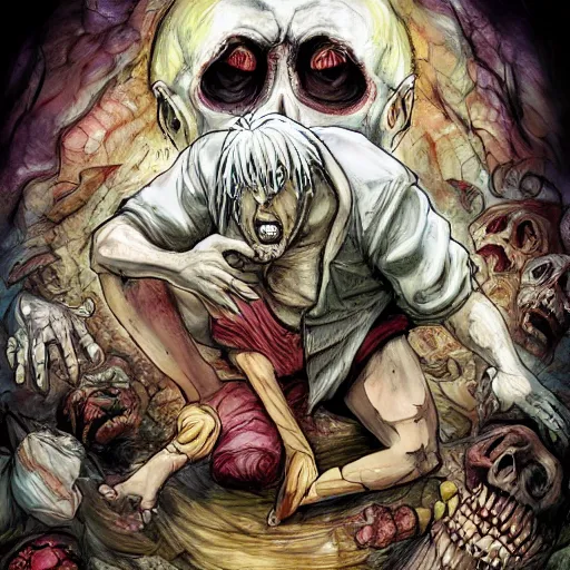 Prompt: gluttony of the seven deadly sins, horrific, scary, concept art, nft, hdr