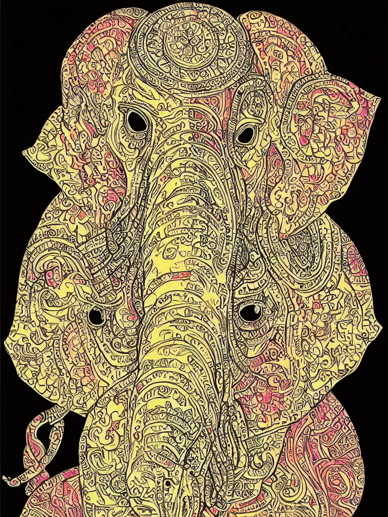 Image similar to portrait of ganesha art by victo ngai sticker, colorful, illustration, highly detailed, simple, smooth and clean vector curves, no jagged lines, vector art, smooth