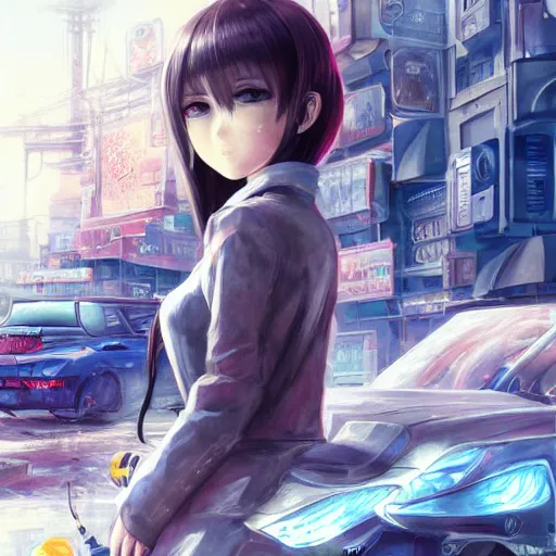 Image similar to dynamic composition, motion, ultra-detailed, incredibly detailed, a lot of details, amazing fine details and brush strokes, colorful and grayish palette, smooth, HD semirealistic anime CG concept art digital painting, watercolor oil painting of Clean and detailed post-cyberpunk sci-fi close-up schoolgirl in asian city in style of cytus and deemo, blue flame, relaxing, calm and mysterious vibes,, by a Chinese artist at ArtStation, by Huang Guangjian, Fenghua Zhong, Ruan Jia, Xin Jin and Wei Chang. Realistic artwork of a Chinese videogame, gradients, gentle an harmonic grayish colors. set in half-life 2, Matrix, GITS, Blade Runner, Neotokyo Source, Syndicate(2012), dynamic composition, beautiful with eerie vibes, very inspirational, very stylish, with gradients, surrealistic, dystopia, postapocalyptic vibes, depth of field, mist, rich cinematic atmosphere, perfect digital art, mystical journey in strange world