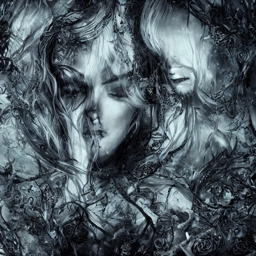 Image similar to stunning otherworldly Gothic goddess of beauty swarming in psychedelic Wicca, dark and mysterious, atmospheric, ominous, eerie, cinematic, Epic, 8k, 4k, ultra detail, ultra realistic, rendered by awesomeness