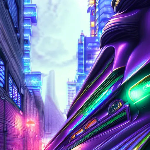 Image similar to hyperdetailed city streets metals and shiny iridescent gems, dark rainbow nimbus, inspired by ross tran and masamune shirow and kuvshinov, intricate, photorealistic, octane render, rtx, hdr, unreal engine, dnd digital art by artgerm