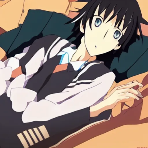 Image similar to “Hikigaya Hachiman sitting on his bed”