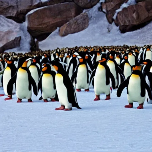 Prompt: penguins, cha cha slide