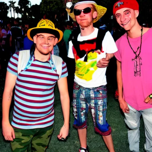 Prompt: Ed Edd and Eddy at Coachella