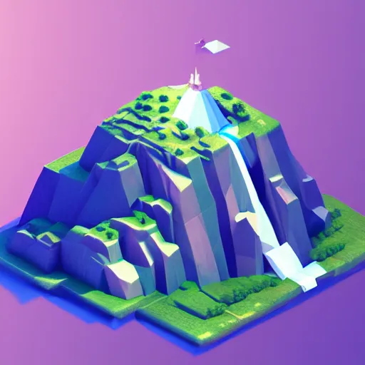 Image similar to low poly art of new york as a floating island in the sky, low poly, isometric art, 3d render, waterfall, high detail, artstation, concept art, behance, ray tracing, smooth, sharp focus, ethereal lighting