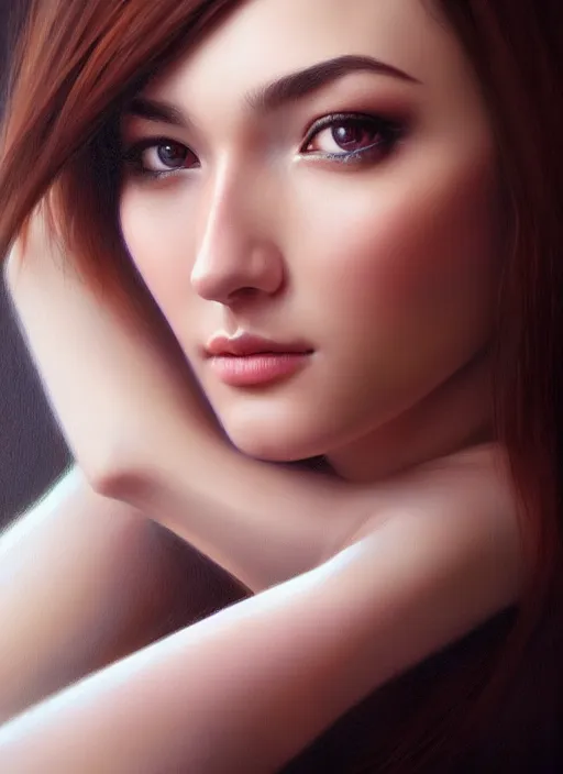 Image similar to photo of a gorgeous young woman in the style of stefan kostic, realistic, sharp focus, 8 k high definition, insanely detailed, intricate, elegant, art by stanley lau and artgerm