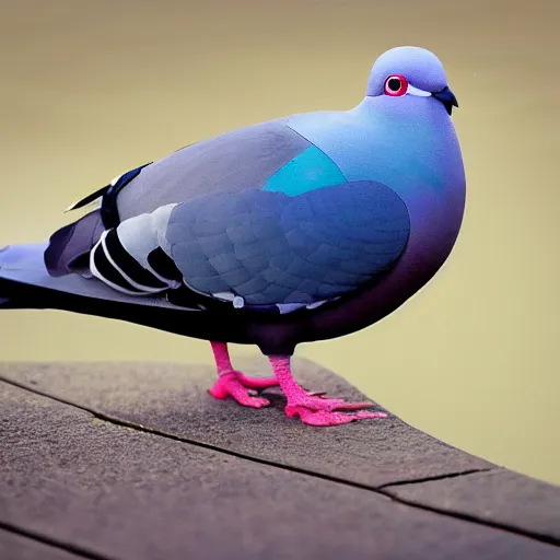 Prompt: pigeon with long beak and big feet, photograph