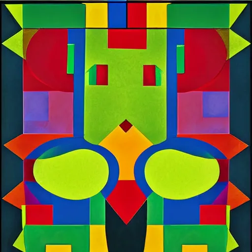 Image similar to an expressive abstract portrait of mario and luigi in the style of johannes itten