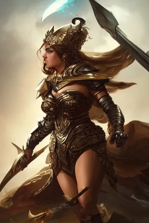 Image similar to amazon valkyrie athena, d & d, fantasy, portrait, highly detailed, headshot, digital painting, trending on artstation, concept art, sharp focus, illustration, art by artgerm and greg rutkowski and magali villeneuve