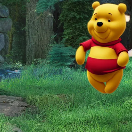 Prompt: unreal engine 5 render of winnie the pooh in startrek voyager.