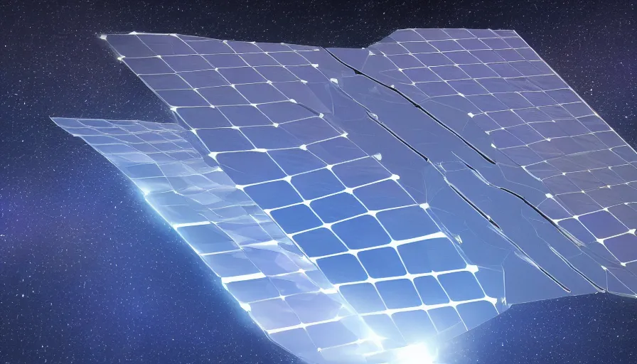 Image similar to hexagonal solar sails, floating in space blocking the sun, futuristic, sci-fi