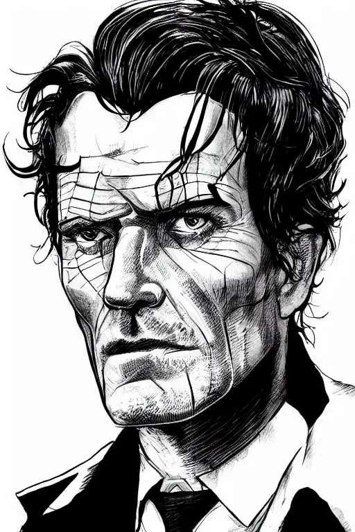 Image similar to beautiful portrait commission of a handsome Bryan Cranston as captain america in a vintage gothic style. black hair. pale skin, black makeup. character design by ralph steadman, detailed, inked, western comic book art