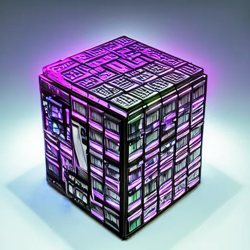 Image similar to synthwave borg cube,