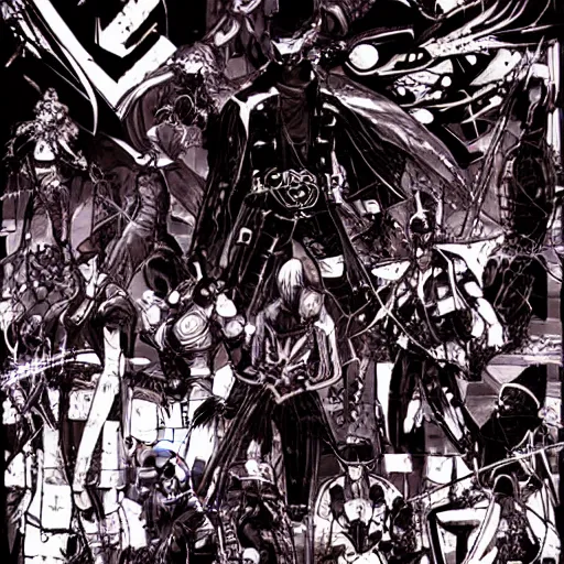 Image similar to character select screen of a cyberpunk blame! anime fighting game by tsutomu nihei