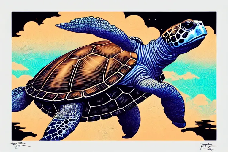 Image similar to turtle turtle cell shaded, post grunge, tristan eaton, victo ngai, artgerm, rhads, ross draws