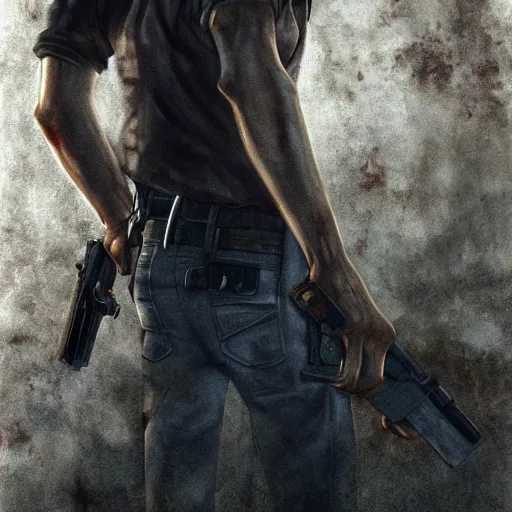 Image similar to rick grimes in resident evil, artstation hall of fame gallery, editors choice, #1 digital painting of all time, most beautiful image ever created, emotionally evocative, greatest art ever made, lifetime achievement magnum opus masterpiece, the most amazing breathtaking image with the deepest message ever painted, a thing of beauty beyond imagination or words