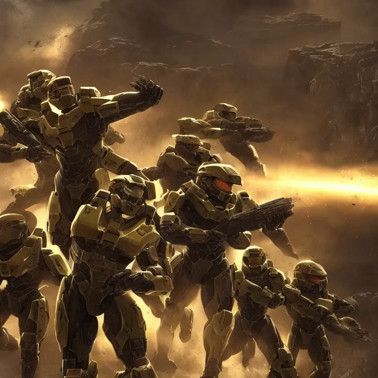 Image similar to Noble Six from Halo, cinematic lighting, concept art